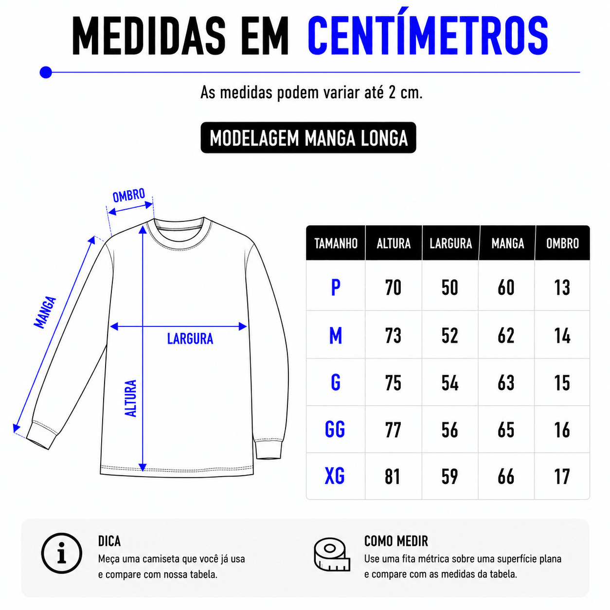 Camiseta Personalizada Manga Longa Frente e Nuca - Envie a sua arte