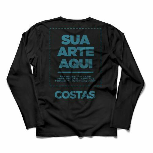 Camiseta Personalizada Manga Longa Peito e Costas - Envie a sua arte