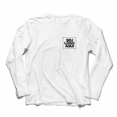 Camiseta Personalizada Manga Longa Peito e Costas - Envie a sua arte