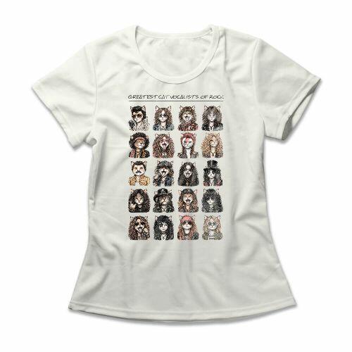 Camiseta Feminina Gatos Vocalistas do Rock