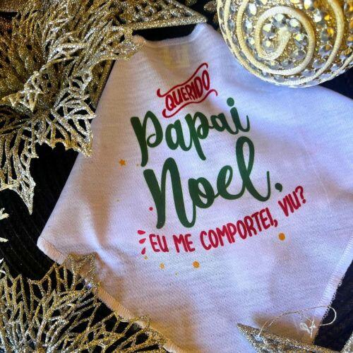 Bandana Para C�es e Gatos Natal - Papai Noel Eu Me Comportei