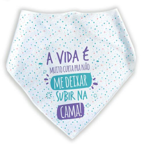 Bandana Para Pets A Vida � Curta Me Deixa Subir Na Cama Roxa e Verde