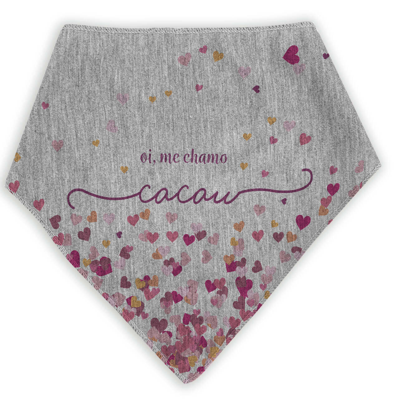 Bandana Personalizada Com o Nome do Pet - Corações Rosas
