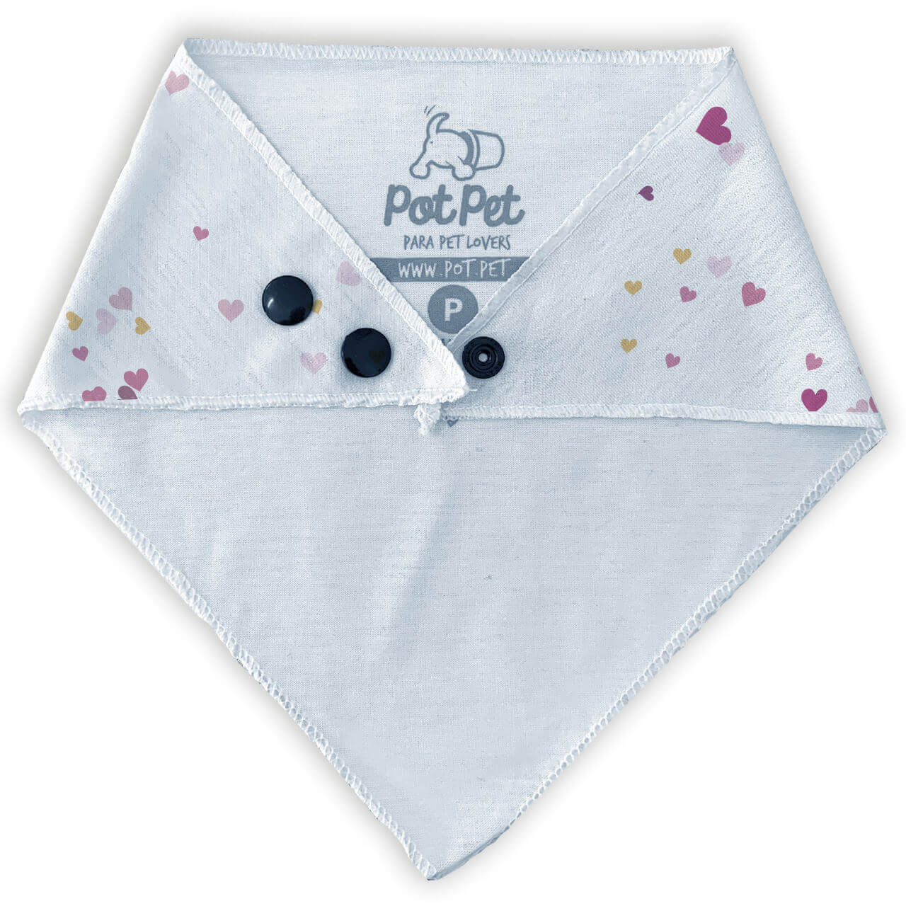Bandana Personalizada Com o Nome do Pet - Corações Rosas
