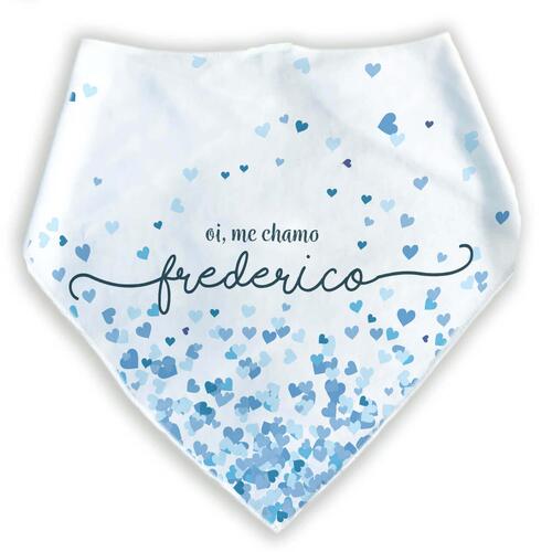 Bandana Personalizada Com o Nome do Pet - Cora��es Azuis