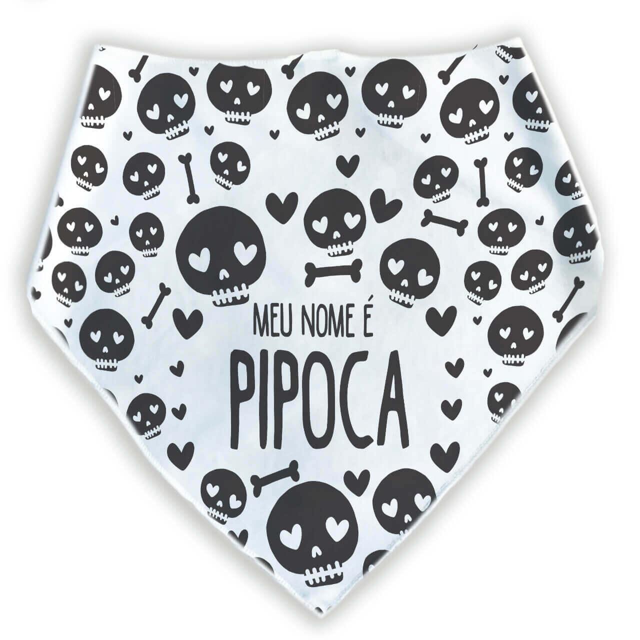 Bandana Personalizada Com o Nome do Pet - Caveiras