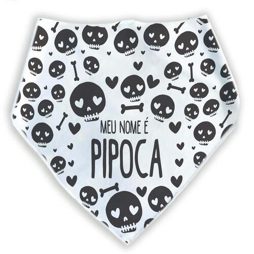 Bandana Personalizada Com o Nome do Pet - Caveiras