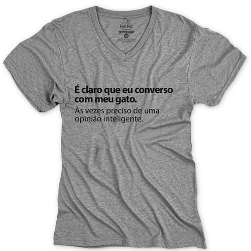 Camiseta Converso Com Meu Gato Pois Preciso de Uma Opini�o Inteligente