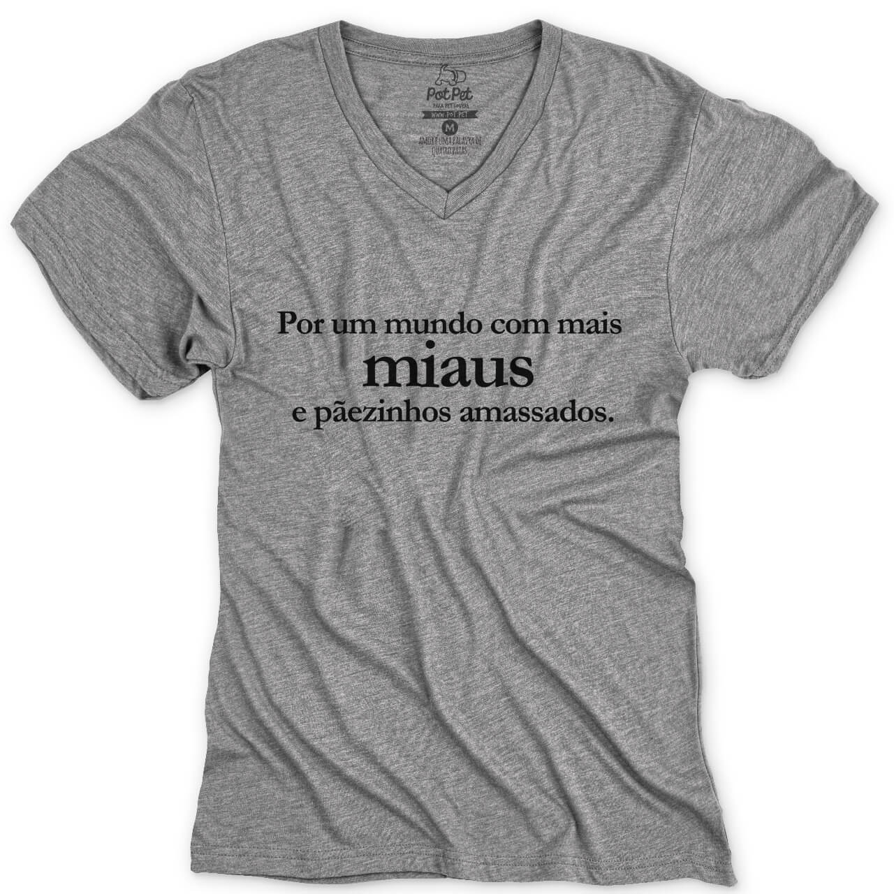 Camiseta Por Um Mundo com Mais Miaus e Pães Amassados