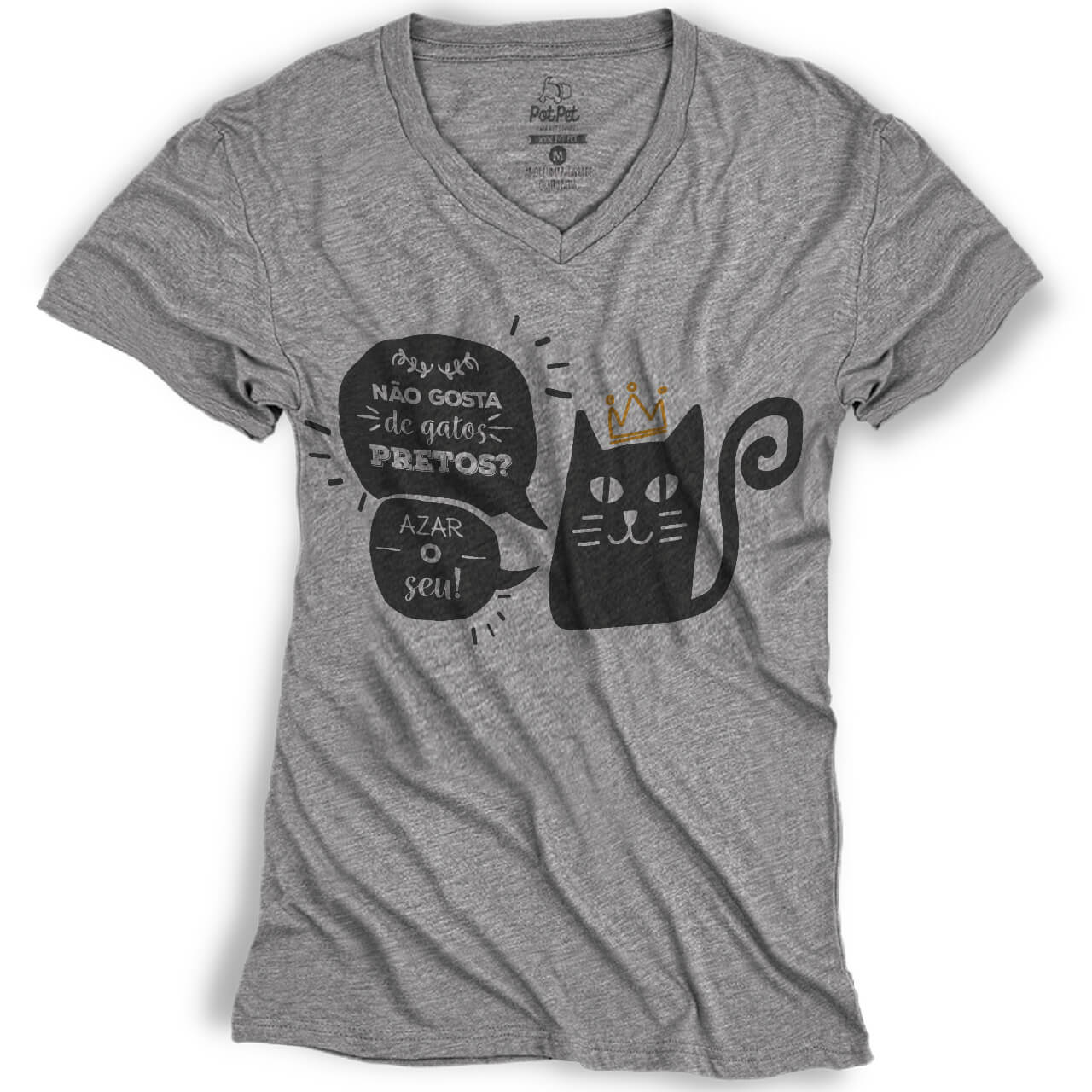Camiseta Não Gosta de Gatos Pretos Azar o Seu