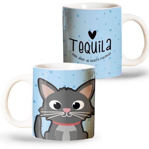 Caneca Personalizada Gato Cinza