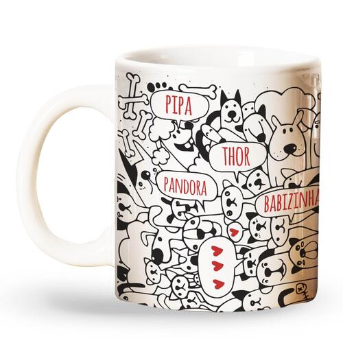 Caneca Personalizada Bicharada - Com os Nomes dos Seus Pets