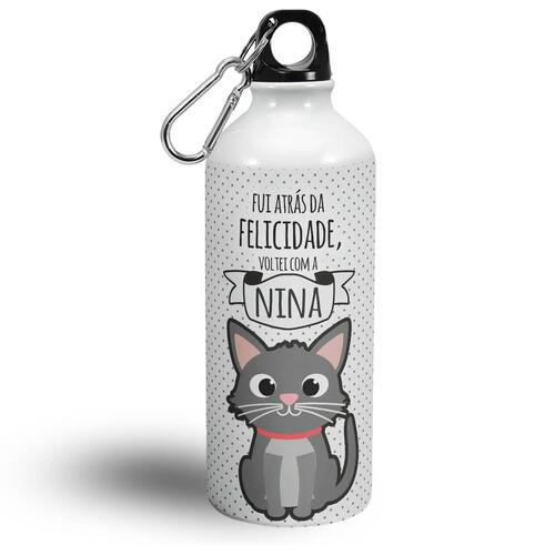 Garrafa Personalizada Gato Cinza