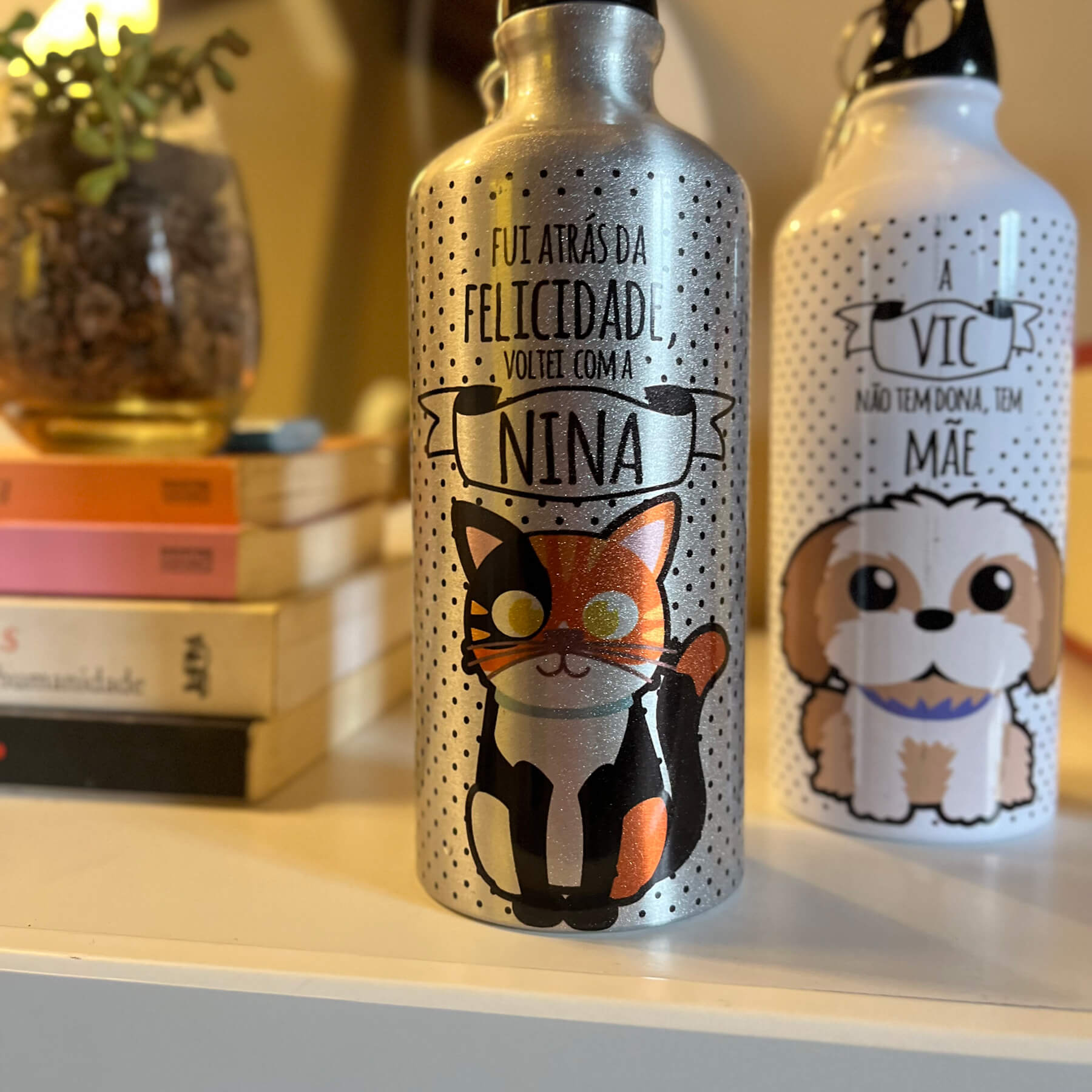 Garrafa Personalizada Gato Tricolor