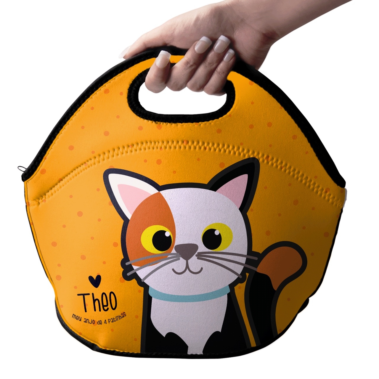 Lancheira Térmica Personalizada Gato Tricolor