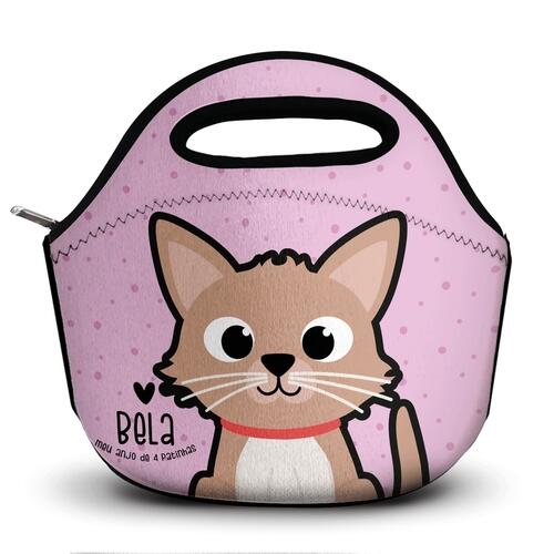 Lancheira T�rmica Personalizada Gato Creme