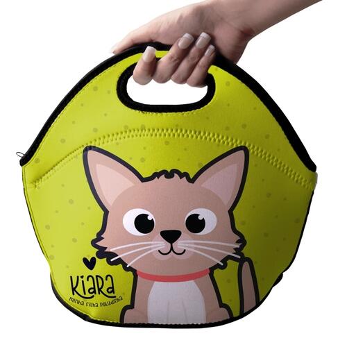 Lancheira T�rmica Personalizada Gato Creme