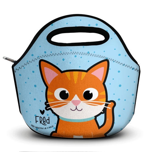 Lancheira Térmica Personalizada Gato Laranja