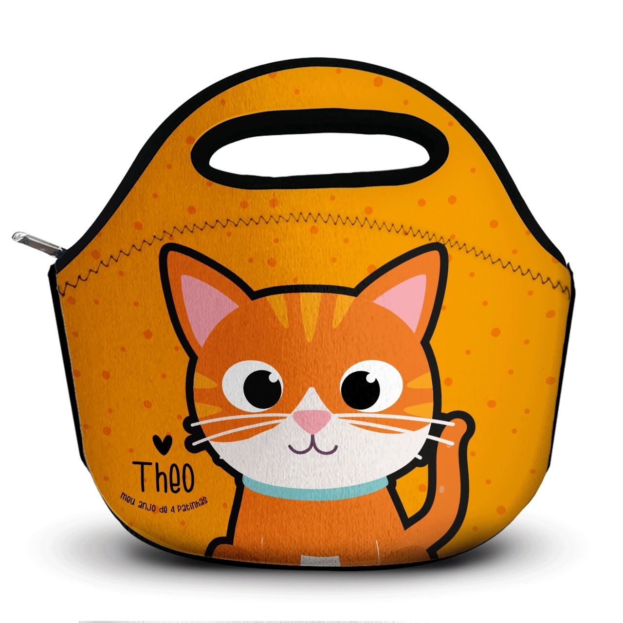 Lancheira Térmica Personalizada Gato Laranja