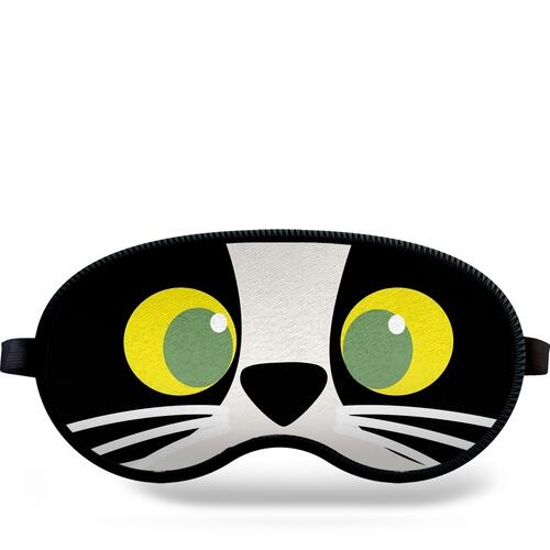 M�scara de Dormir Gato Frajola -Preto e branco
