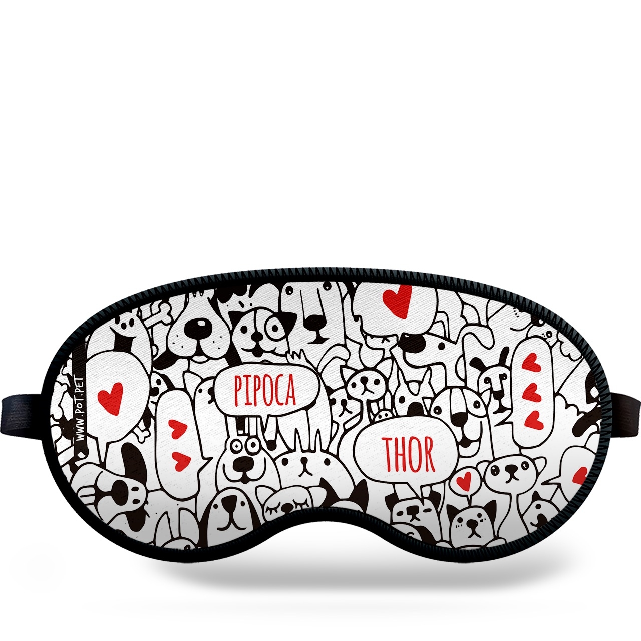 Máscara de Dormir Personalizada Bicharada - Com os Nomes dos Seus Pets