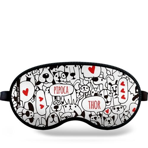 M�scara de Dormir Personalizada Bicharada - Com os Nomes dos Seus Pets