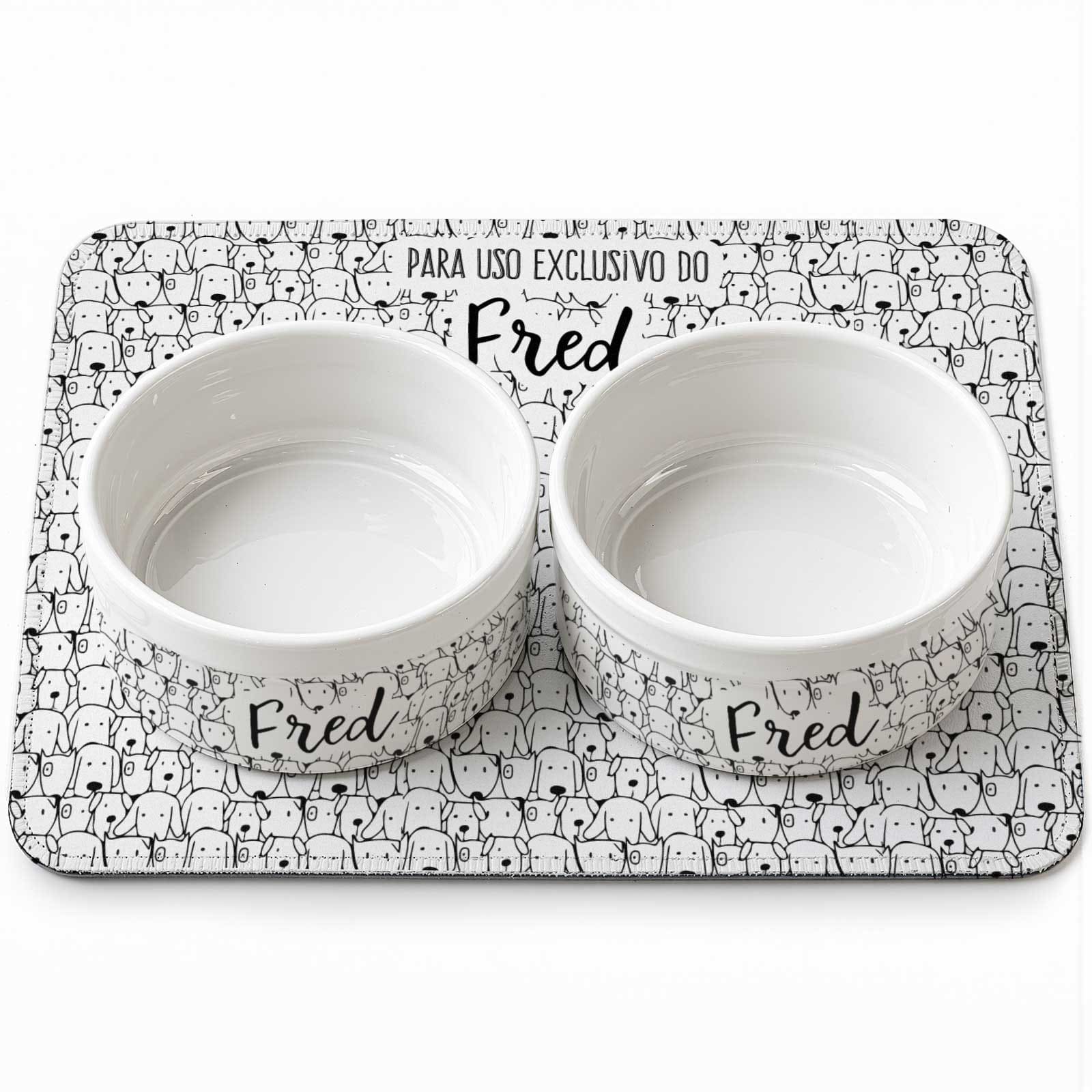 Tapete Duplo Antiderrapante Personalizado para Comedouro e Bebedouro - Cachorrada
