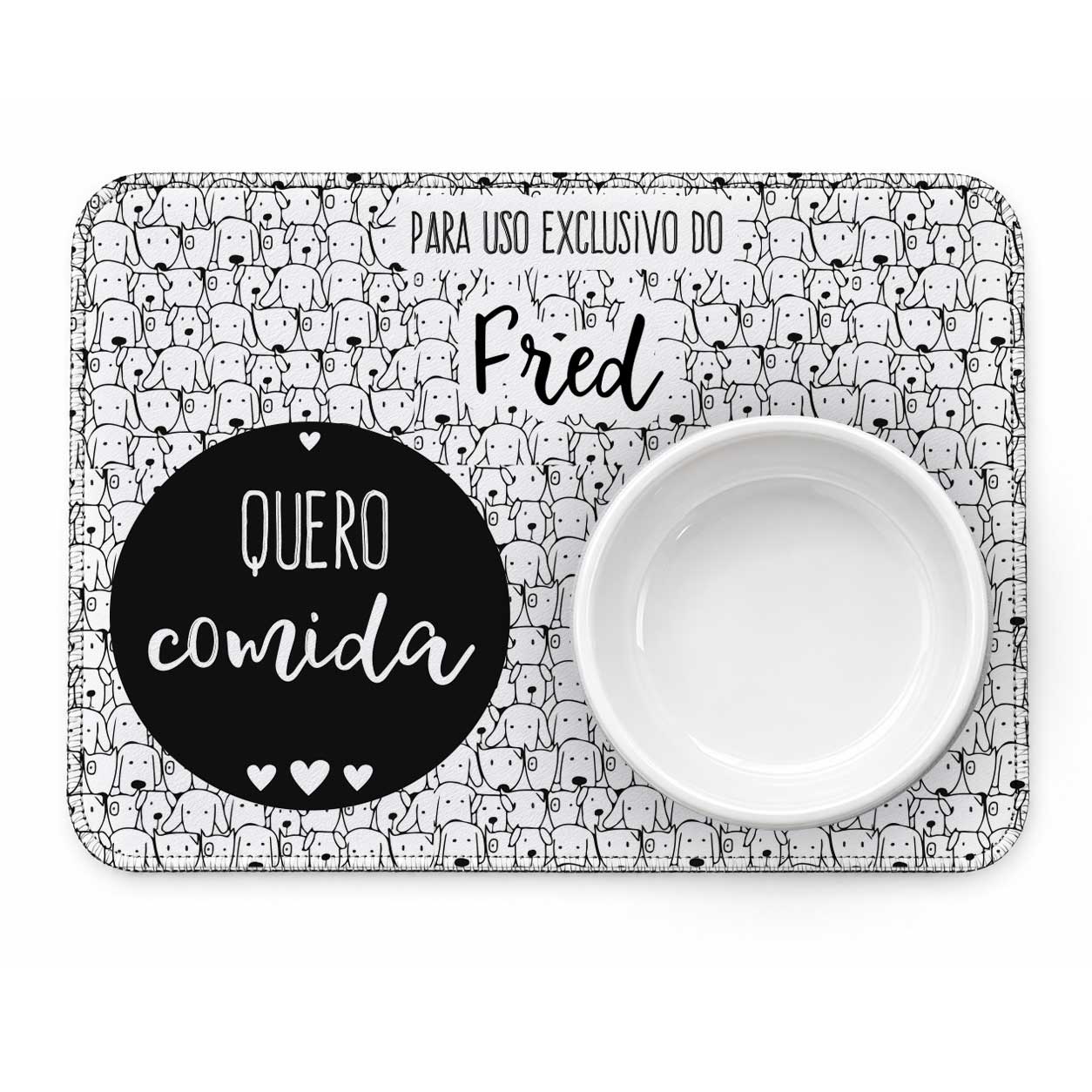 Tapete Duplo Antiderrapante Personalizado para Comedouro e Bebedouro - Cachorrada