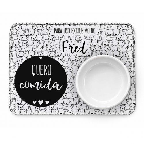 Tapete Duplo Antiderrapante Personalizado para Comedouro e Bebedouro - Cachorrada