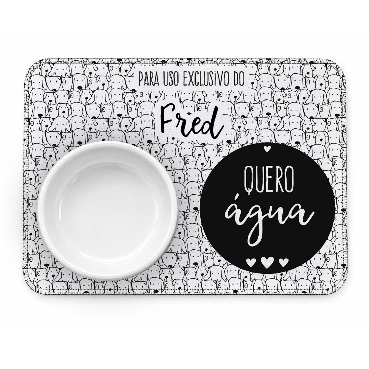 Tapete Duplo Antiderrapante Personalizado para Comedouro e Bebedouro - Cachorrada