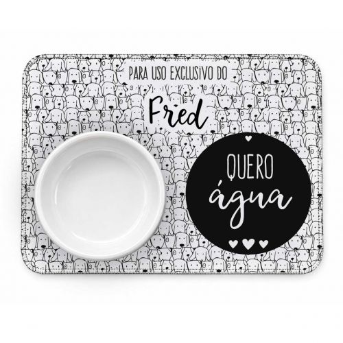 Tapete Duplo Antiderrapante Personalizado para Comedouro e Bebedouro - Cachorrada