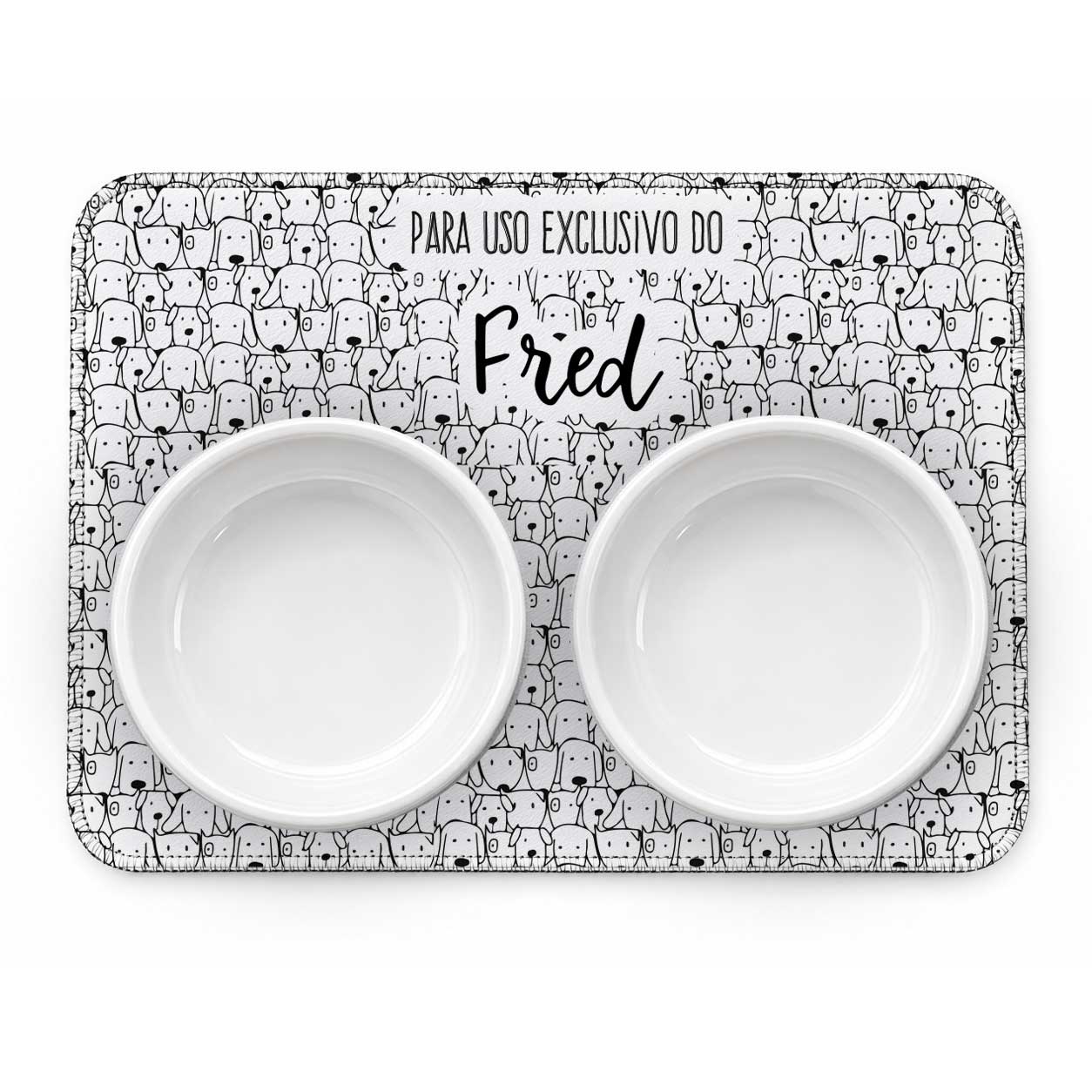 Tapete Duplo Antiderrapante Personalizado para Comedouro e Bebedouro - Cachorrada