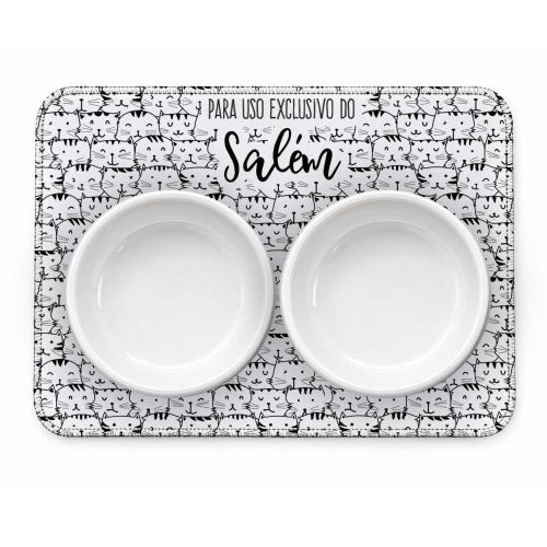 Tapete Duplo Antiderrapante Personalizado para Comedouro e Bebedouro - Gataria