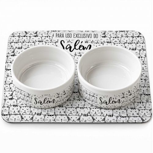 Tapete Duplo Antiderrapante Personalizado para Comedouro e Bebedouro - Gataria