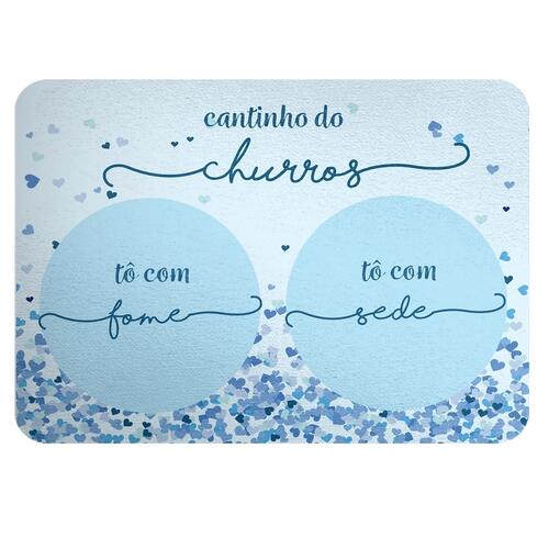 Tapete para Comedouro Personalizado Cora��es Azuis