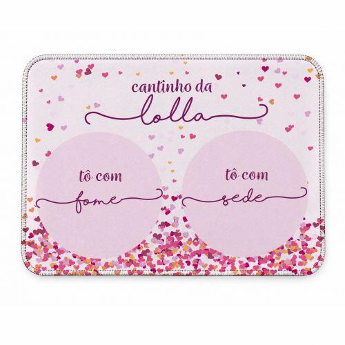 Tapete Duplo Antiderrapante Personalizado para Comedouro e Bebedouro - Cora��es Azuis ou Rosas