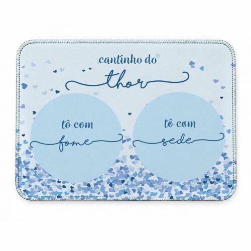 Tapete Duplo Antiderrapante Personalizado para Comedouro e Bebedouro - Cora��es Azuis ou Rosas