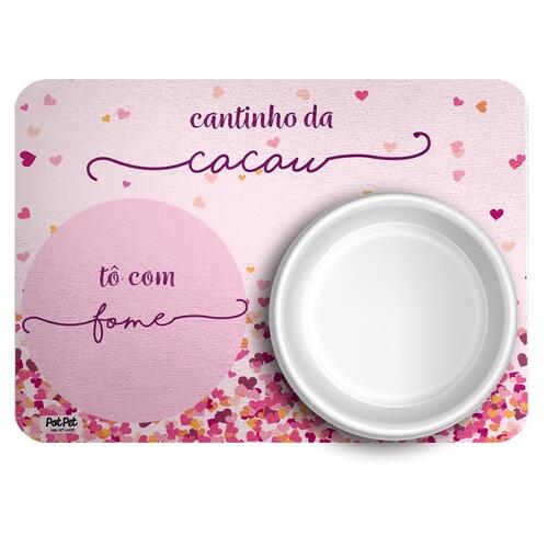 Tapete para Comedouro Personalizado Cora��es Rosas
