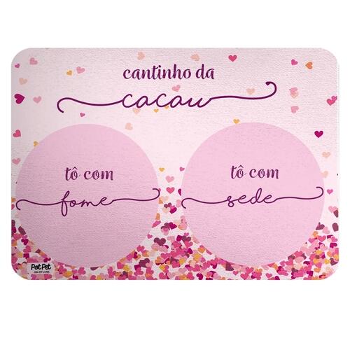 Tapete para Comedouro Personalizado Cora��es Rosas