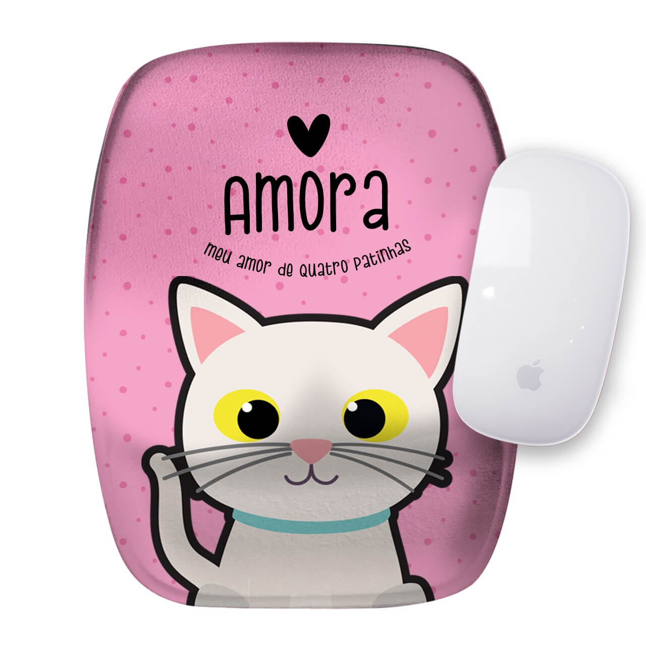Mouse Pad Personalizado Gato Branco