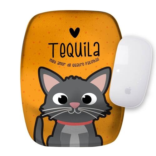 Mouse Pad Personalizado Gato Cinza