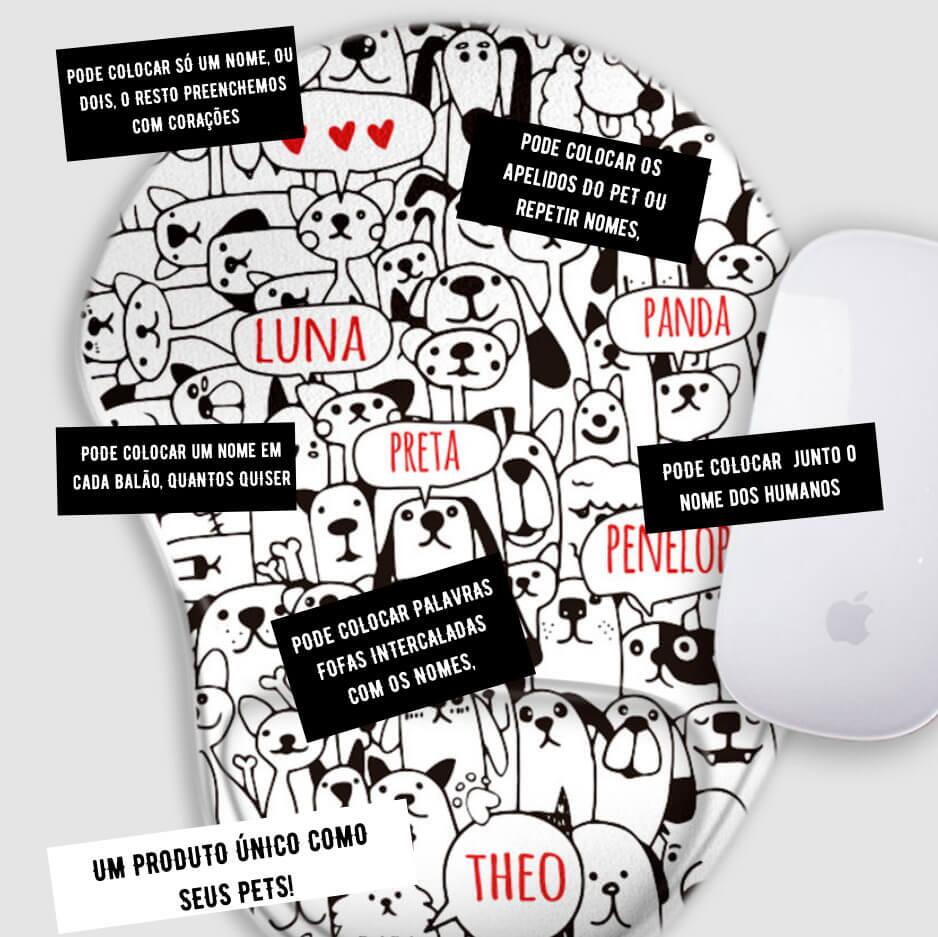 Mouse Pad Personalizado Bicharada - Com os Nomes dos Seus Pets