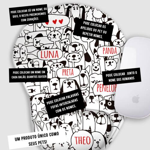Mouse Pad Personalizado Bicharada - Com os Nomes dos Seus Pets