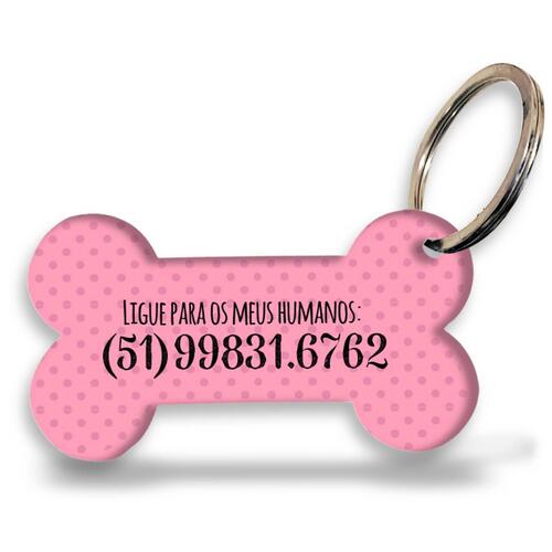 Placa de Identifica��o Personalizada com Telefone - Rosa