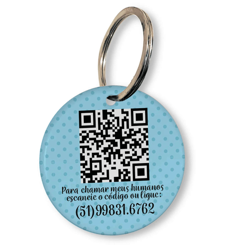 Placa de Identificação Personalizada com Telefone e QR Code - Azul