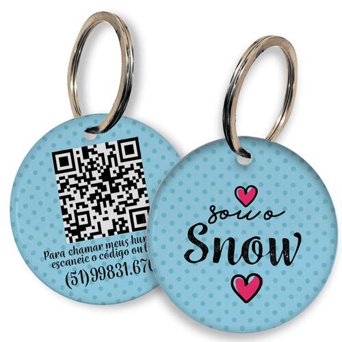 Placa de Identifica��o Personalizada com Telefone e QR Code - Azul