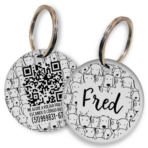 Placa de Identifica��o Personalizada com Telefone e QR Code - Cachorrada