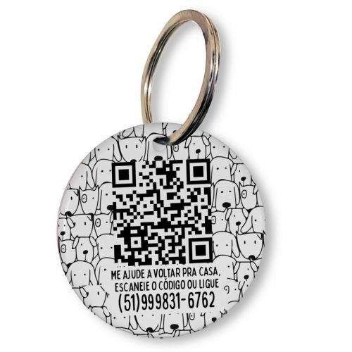 Placa de Identificação Personalizada com Telefone e QR Code - Cachorrada