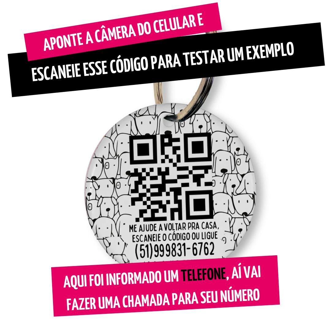 Placa de Identificação Personalizada com Telefone e QR Code - Cachorrada