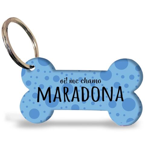 Placa de Identifica��o Personalizada com Telefone - Bolas Azuis